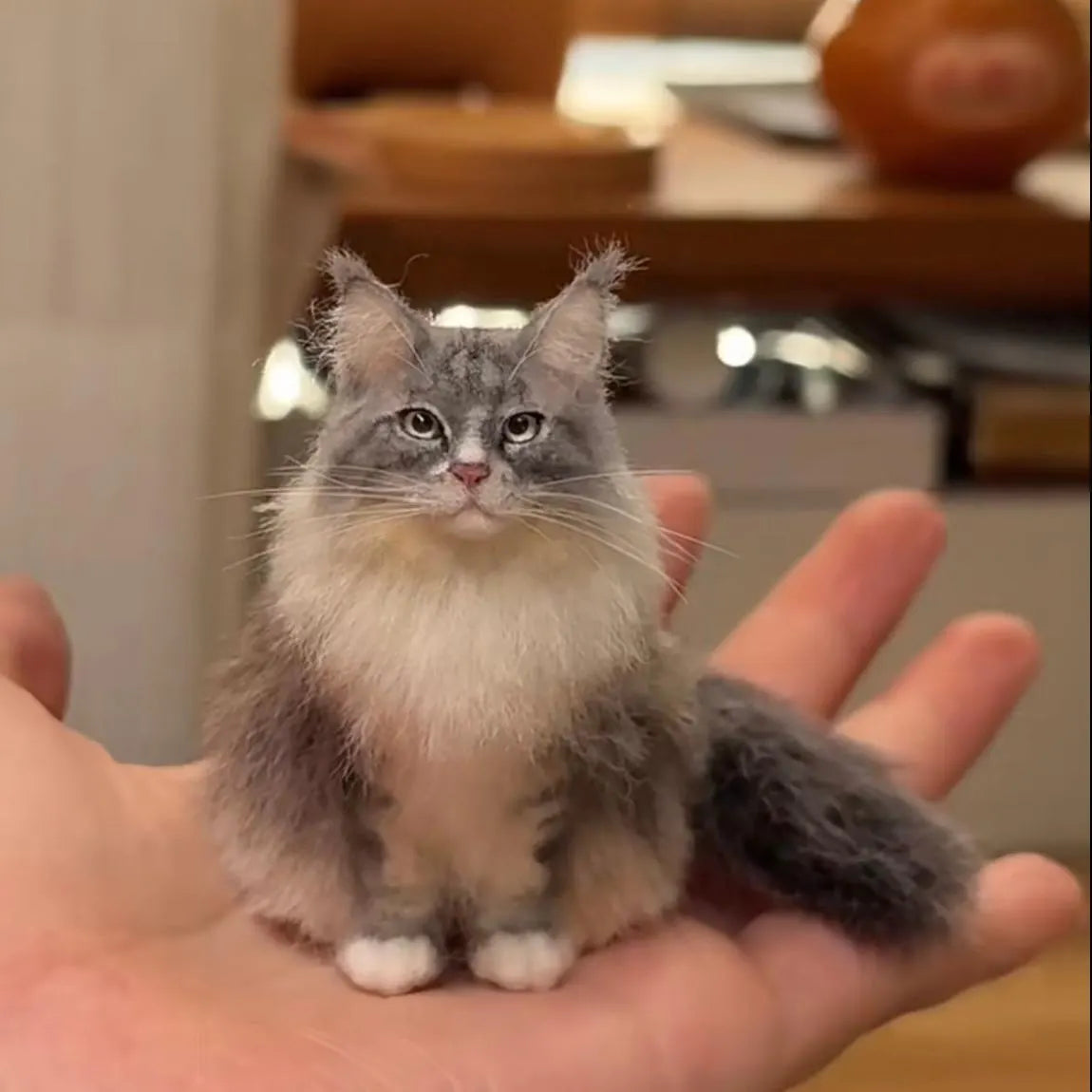Custom Felt Cat Sculpture