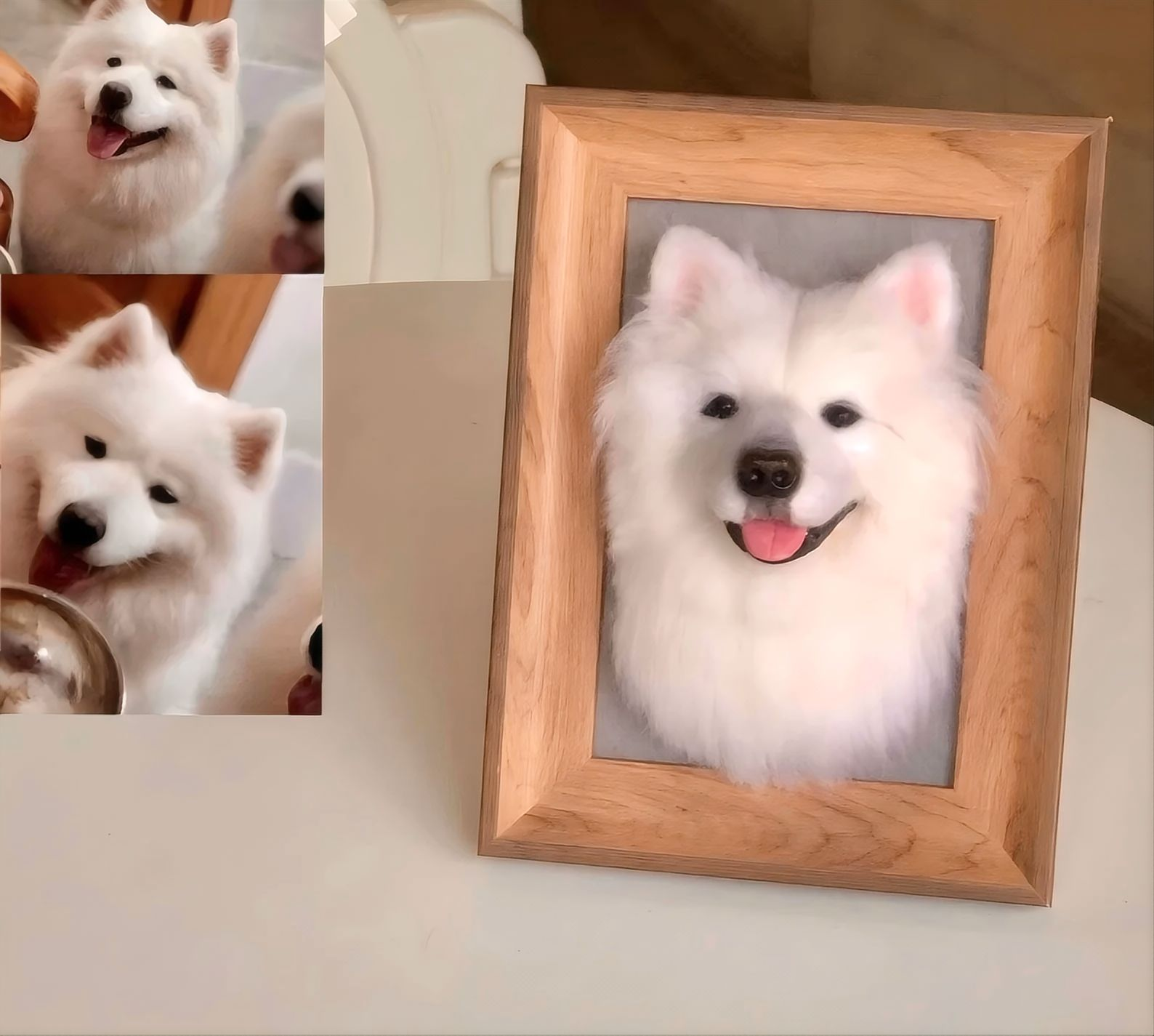 Custom Felt Dog Portrait in Wooden Frame