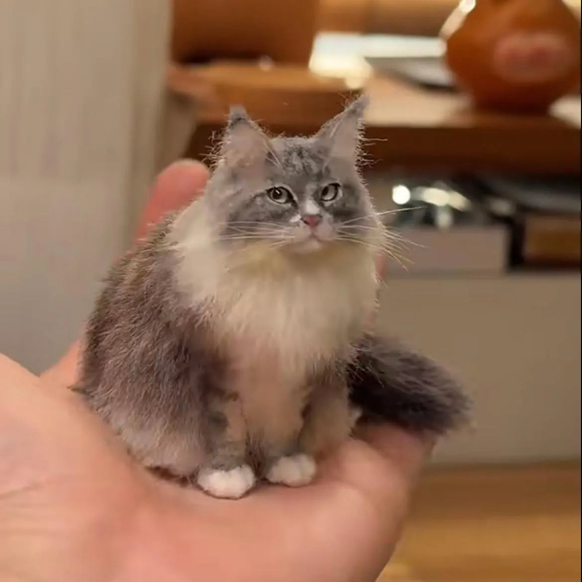 Custom Felt Cat Sculpture