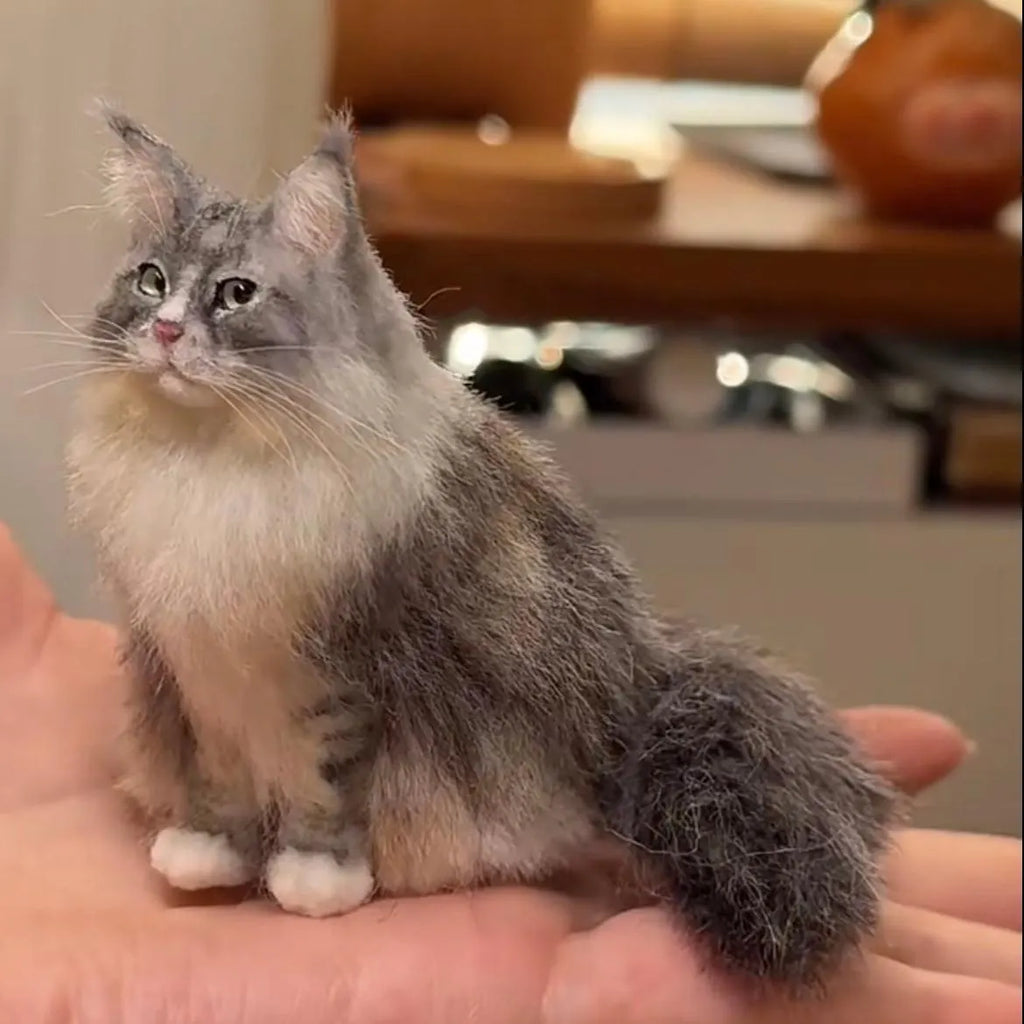 Custom Felt Cat Sculpture