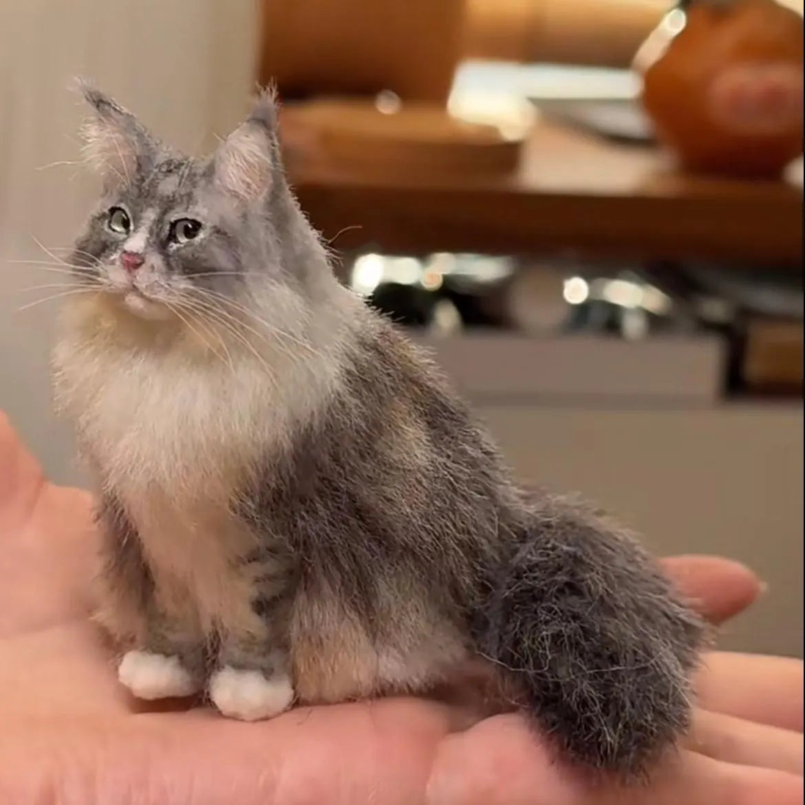 Custom Felt Cat Sculpture